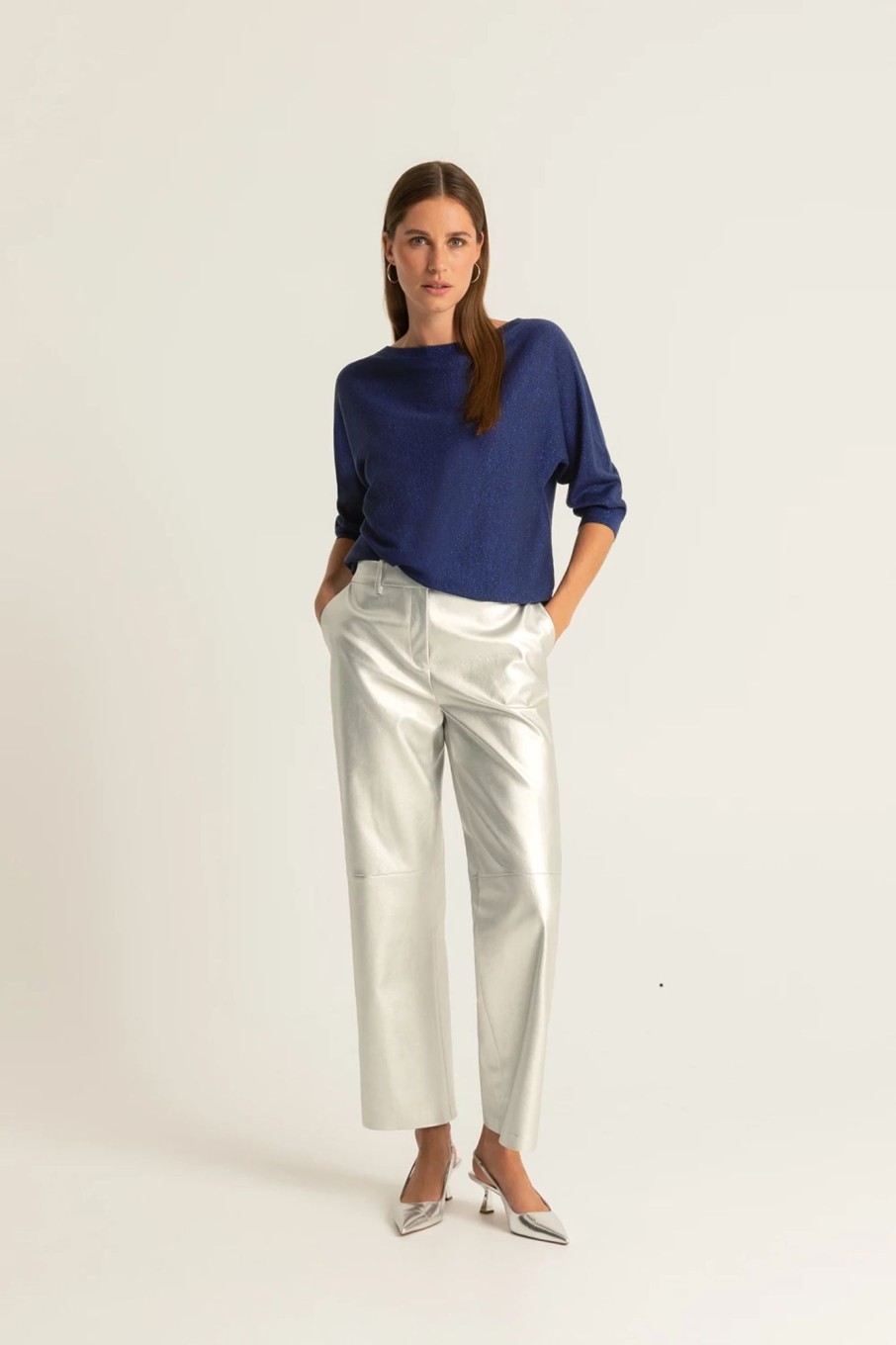 Broeken Expresso | Broek Metallic Pu-Leer