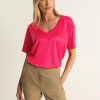 Tops Expresso | Glanzend V-Hals T-Shirt