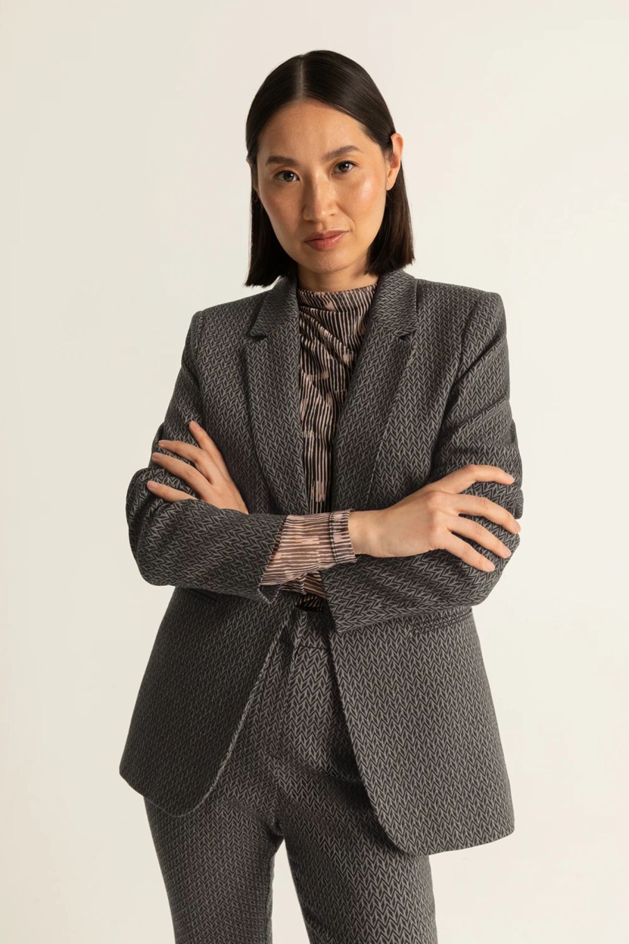 Blazer - Jasjes Expresso | Stretch Jacquard Blazer