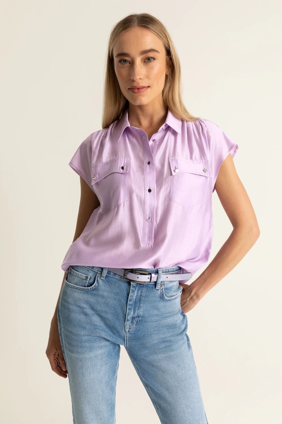 Blouses Expresso | Glanzende Blousetop