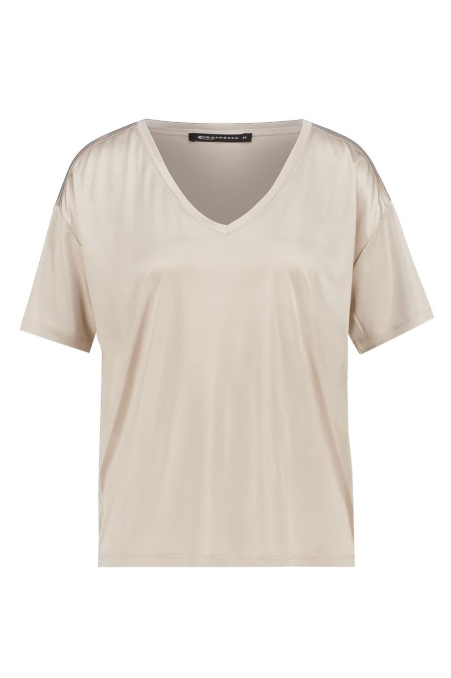 Tops Expresso | Glanzend V-Hals T-Shirt