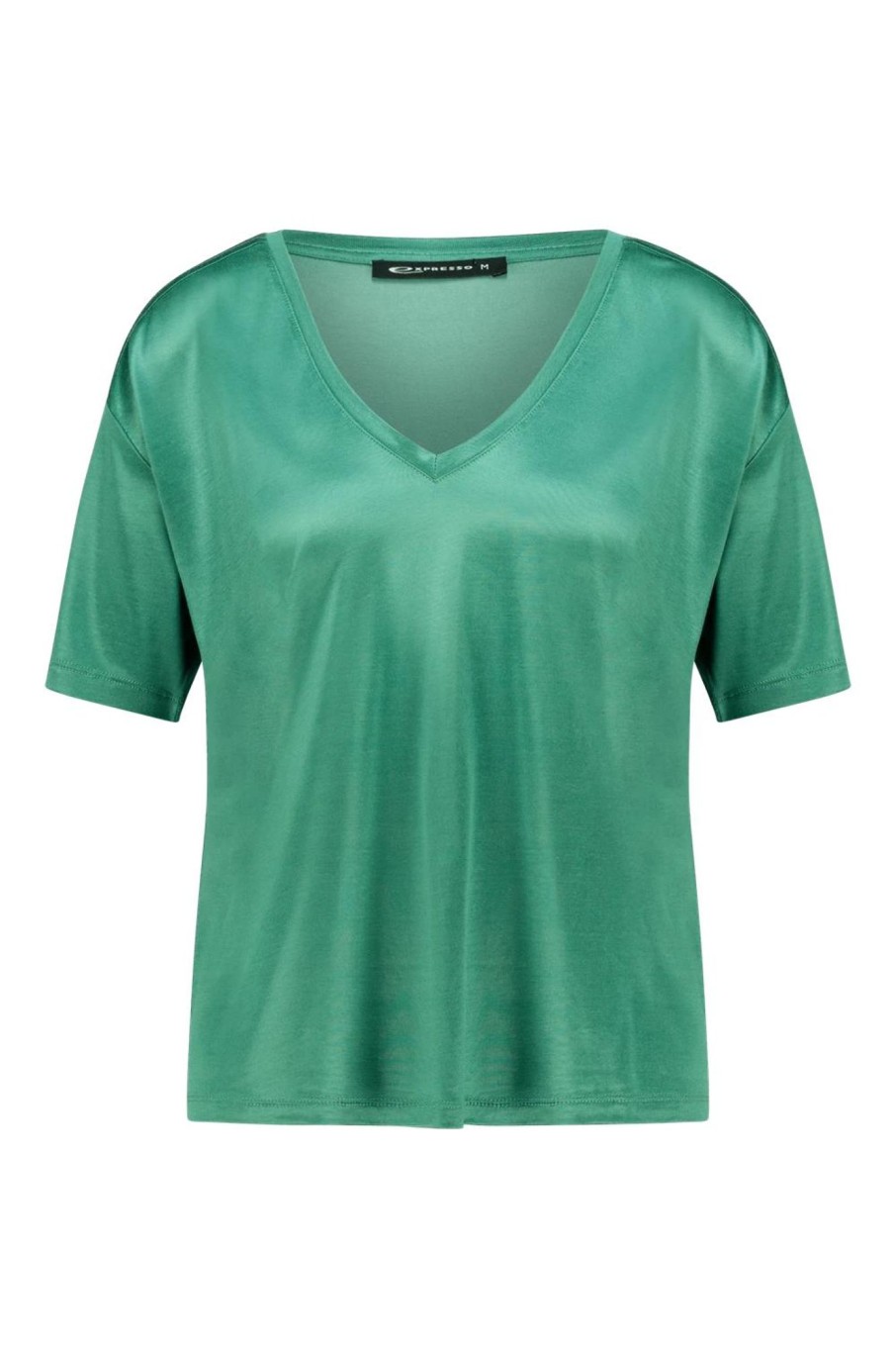 Tops Expresso | Glanzend V-Hals T-Shirt