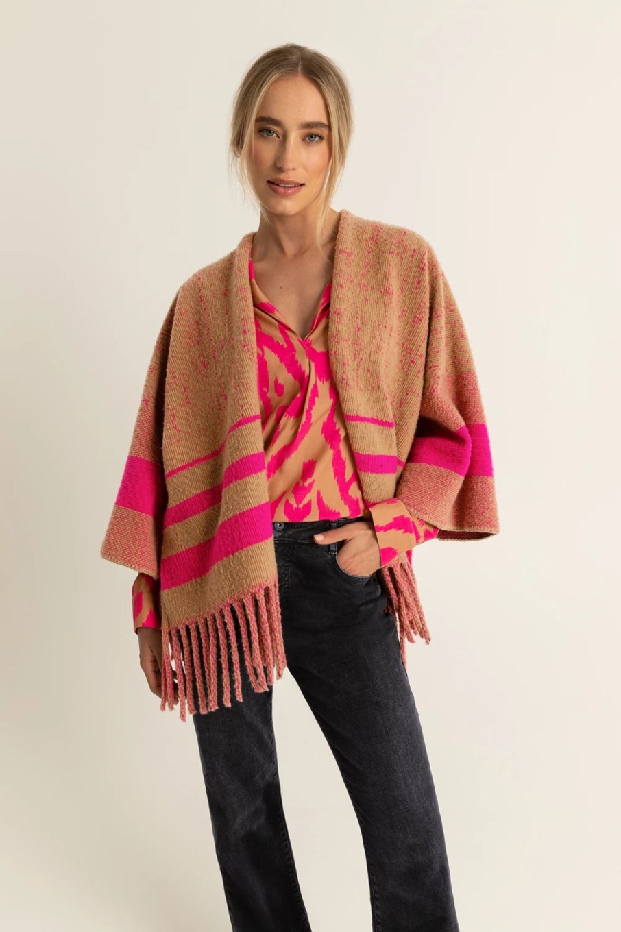 Accessoires Expresso | Poncho Vest Met Franje